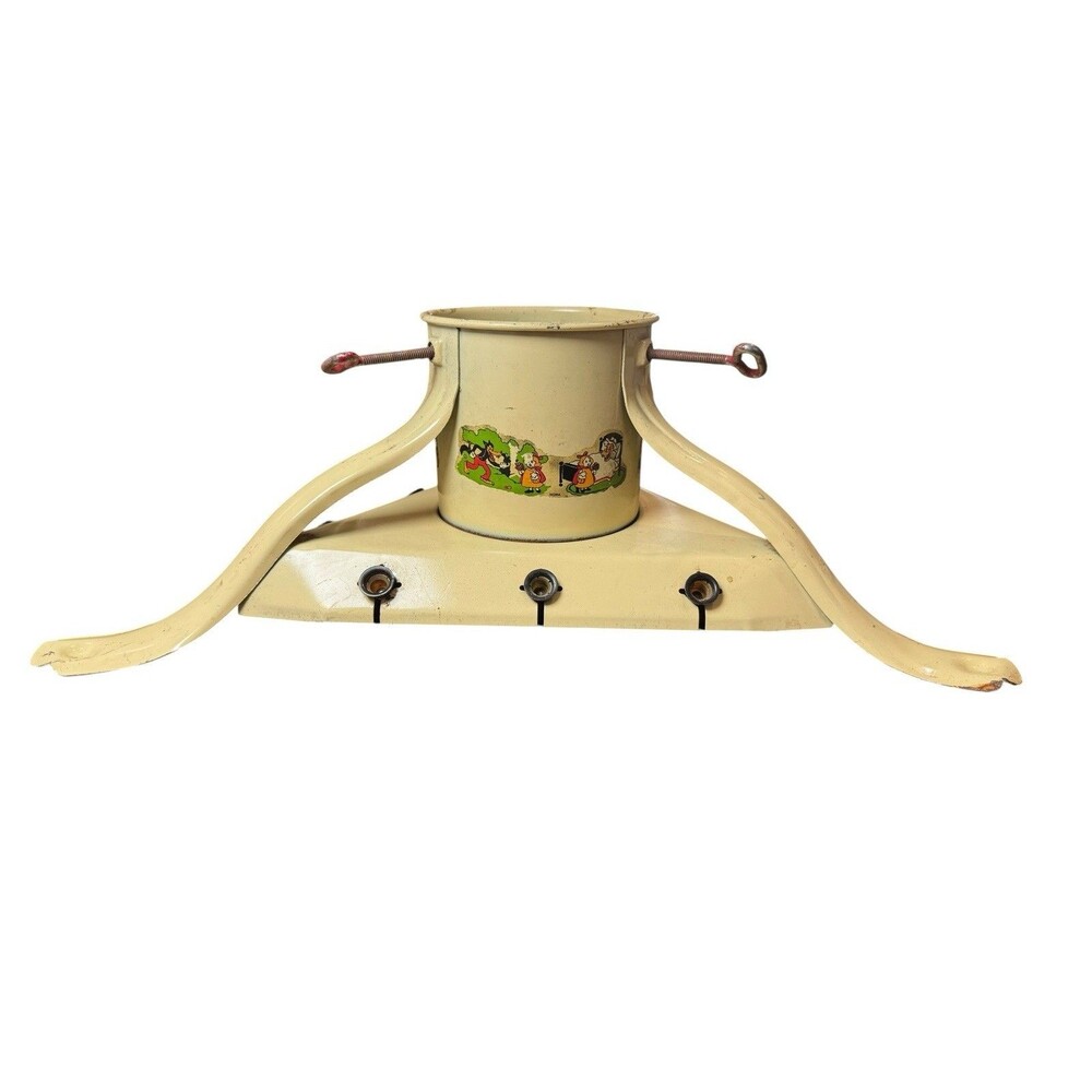 Vintage 1930s Metal Noma Electric Light Up Christmas Tree Stand 3 Legs CORD CUT